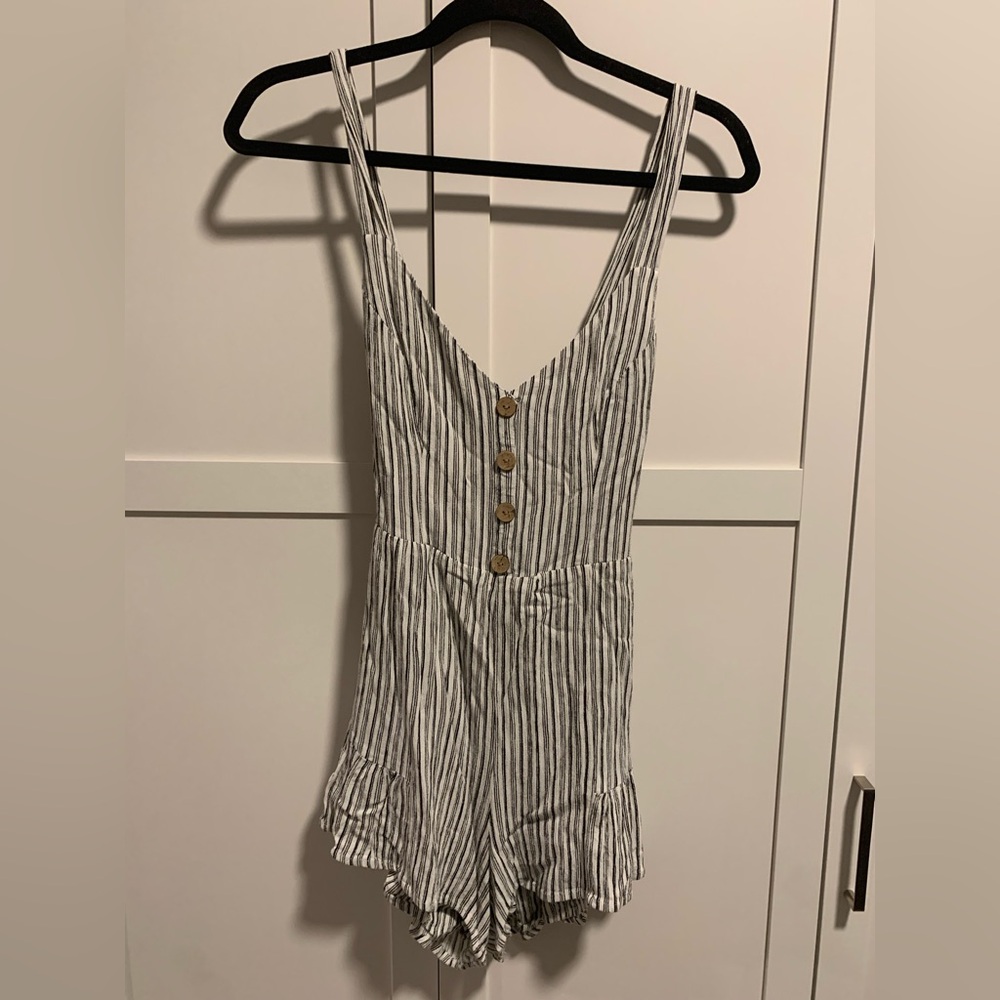 Striped romper, tie back